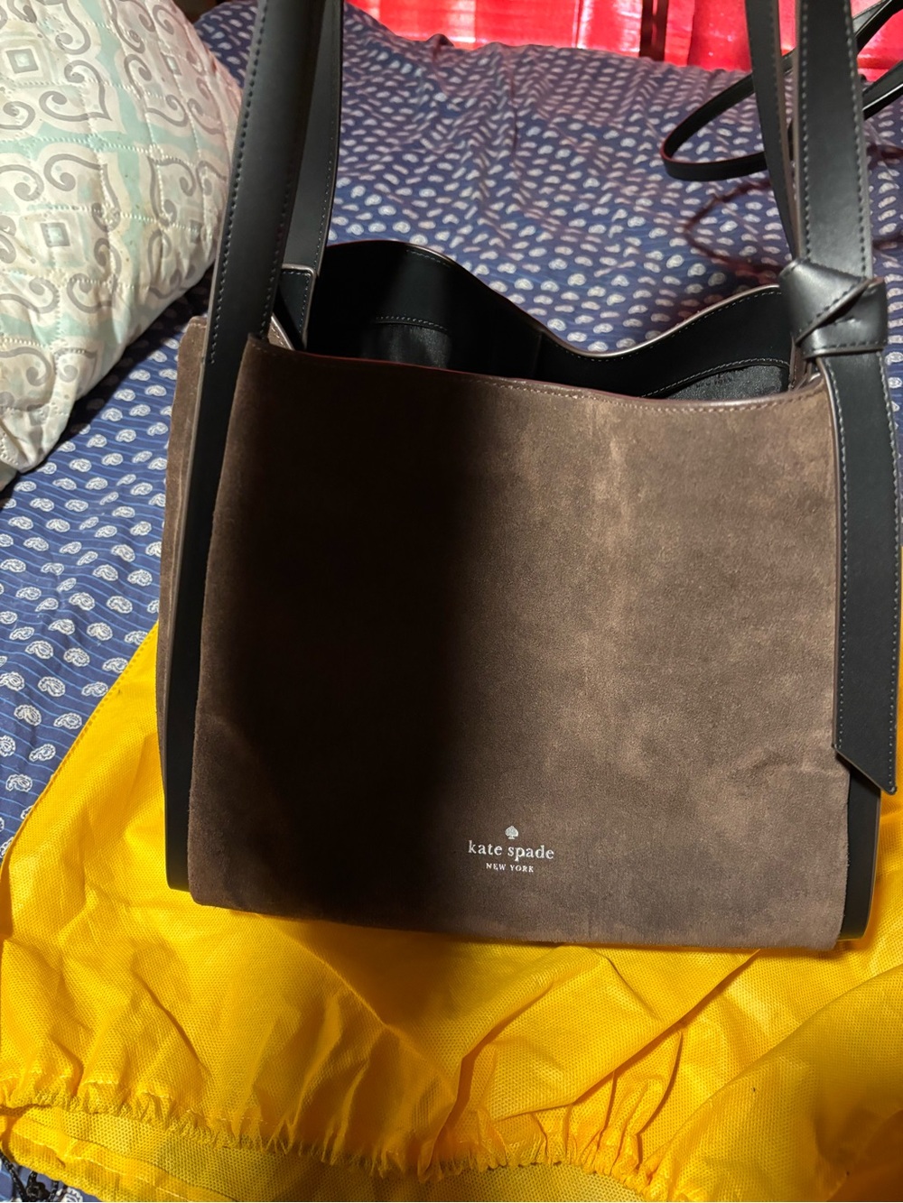 Kate Spade Brown Suede knotted shoulder   Bag